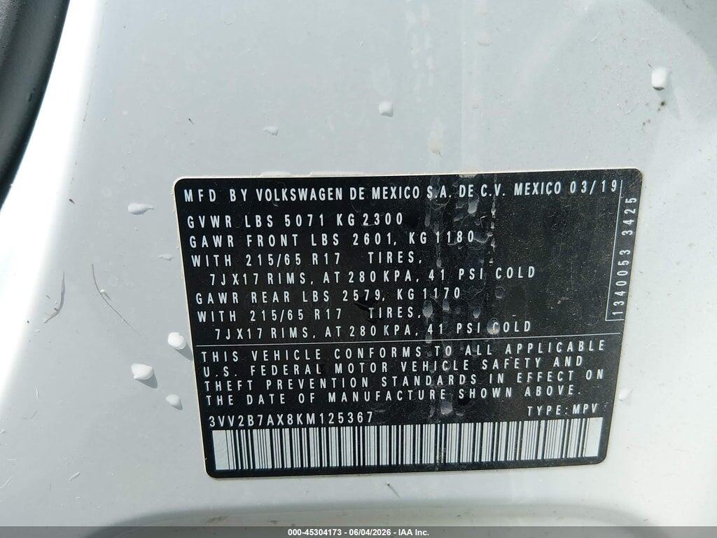 3VV2B7AX8KM125367 2019 VOLKSWAGEN TIGUAN photo no. 9