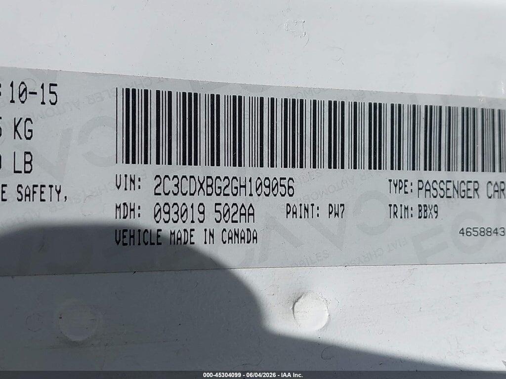 2C3CDXBG2GH109056 2016 DODGE CHARGER photo no. 9