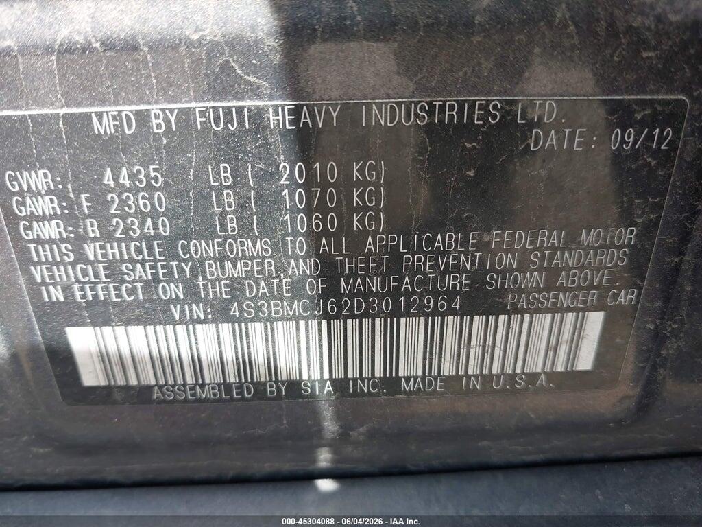 4S3BMCJ62D3012964 2013 SUBARU LEGACY photo no. 9