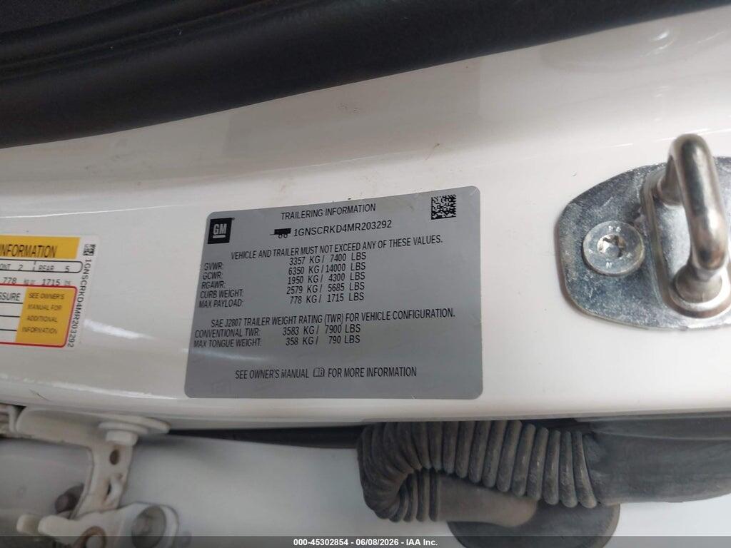 1GNSCRKD4MR203292 2021 CHEVROLET TAHOE photo no. 7