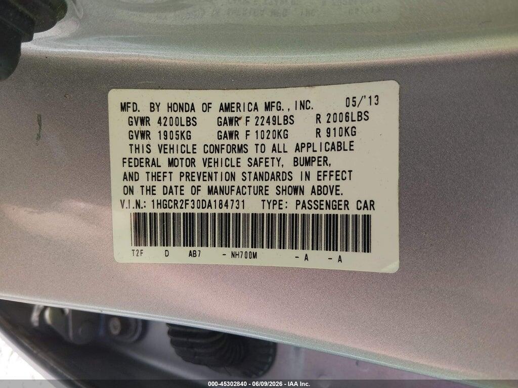 1HGCR2F30DA184731 2013 HONDA ACCORD photo no. 9