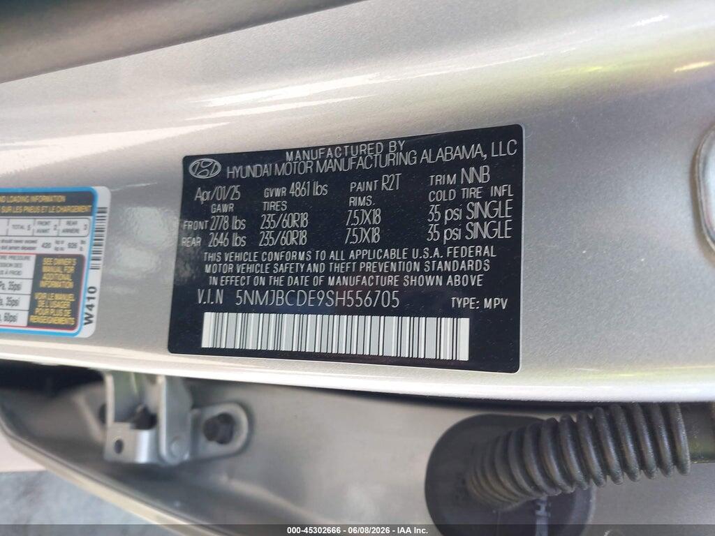 5NMJBCDE9SH556705 2025 HYUNDAI TUCSON photo no. 9