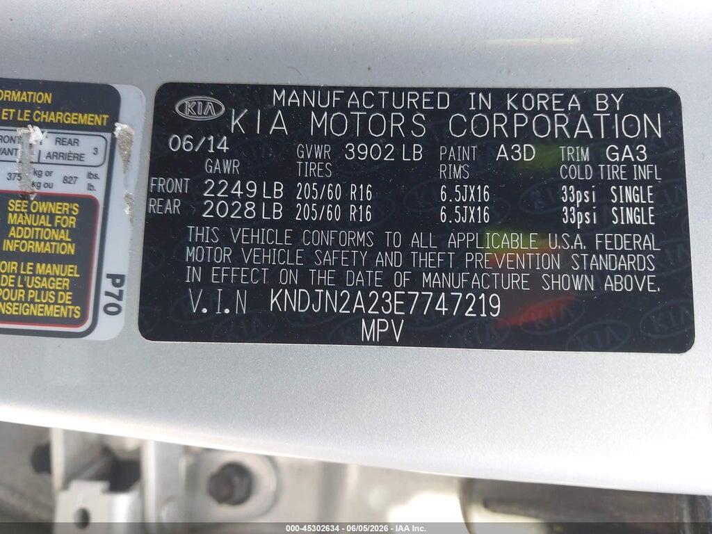 KNDJN2A23E7747219 2014 KIA SOUL photo no. 9