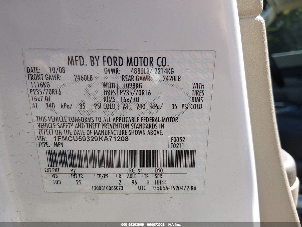 1FMCU59329KA71208 2009 FORD ESCAPE HYBRID photo no. 9