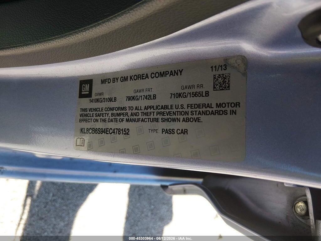 KL8CB6S94EC478152 2014 CHEVROLET SPARK photo no. 9