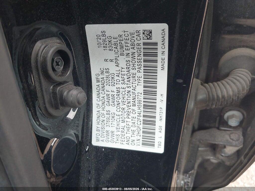 2HGFC2F84LH599772 2020 HONDA CIVIC photo no. 9