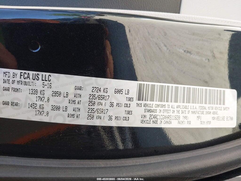 2C4RC1CGXHR511620 2017 CHRYSLER PACIFICA photo no. 9