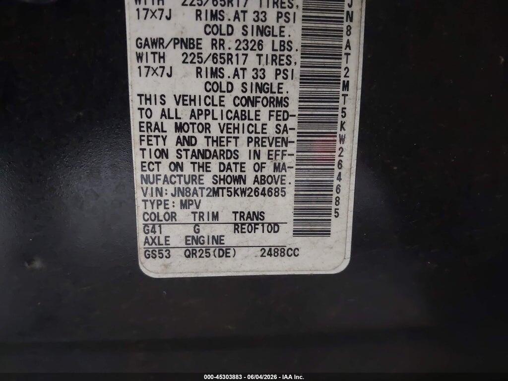 JN8AT2MT5KW264685 2019 NISSAN ROGUE photo no. 9