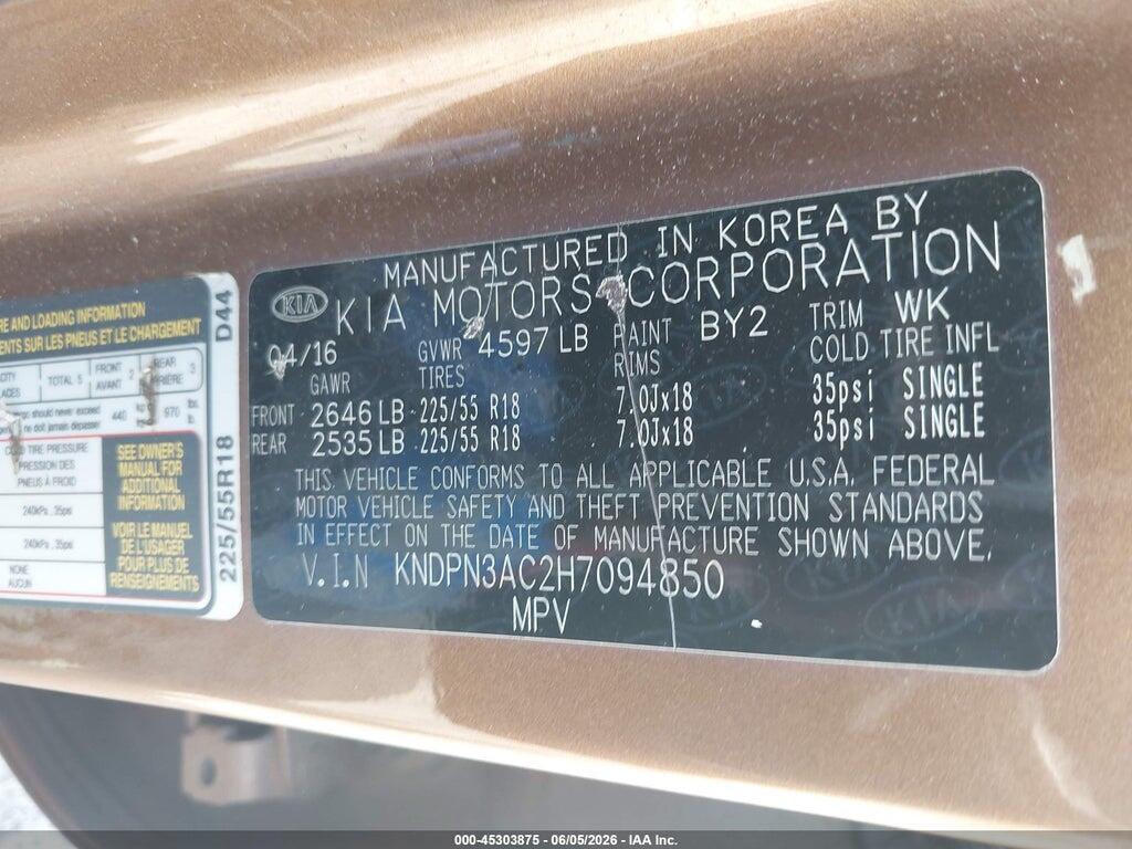 KNDPN3AC2H7094850 2017 KIA SPORTAGE photo no. 9