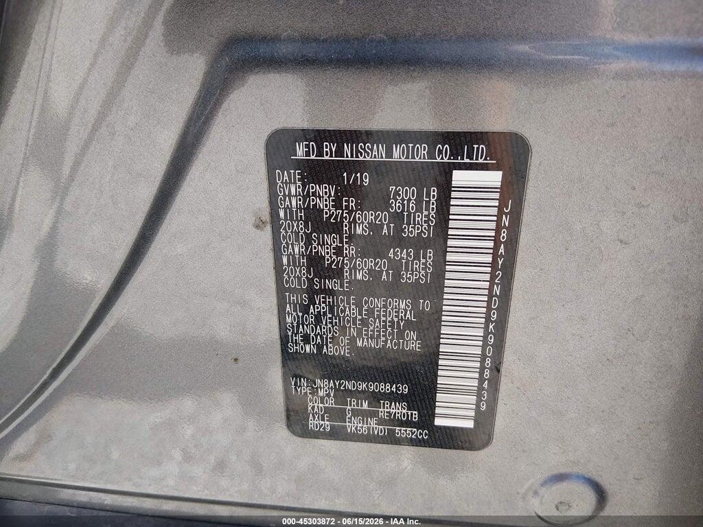 JN8AY2ND9K9088439 2019 NISSAN ARMADA photo no. 9