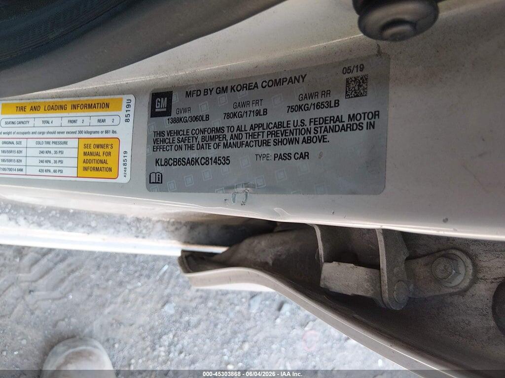 KL8CB6SA6KC814535 2019 CHEVROLET SPARK photo no. 9