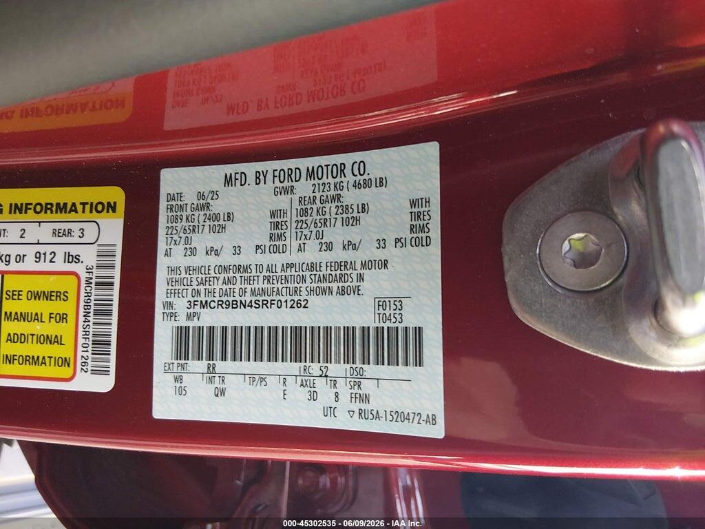 3FMCR9BN4SRF01262 2025 FORD BRONCO SPORT photo no. 9