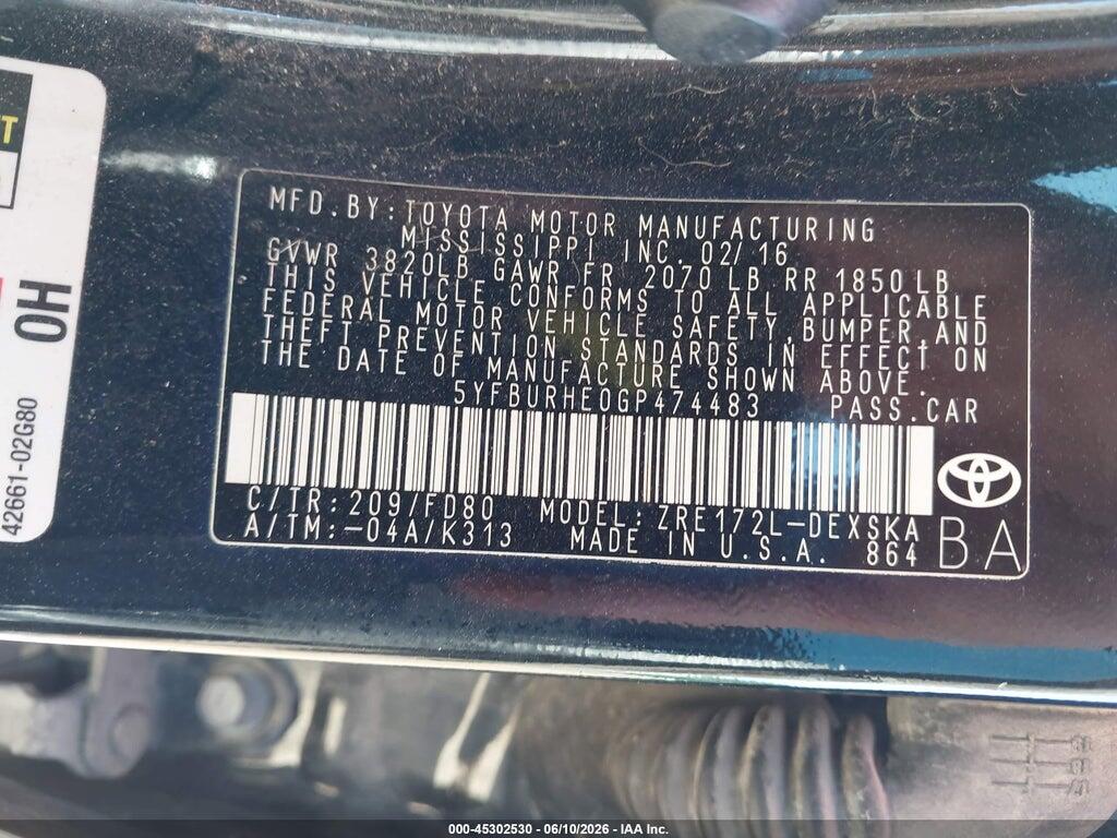 5YFBURHE0GP474483 2016 TOYOTA COROLLA photo no. 7