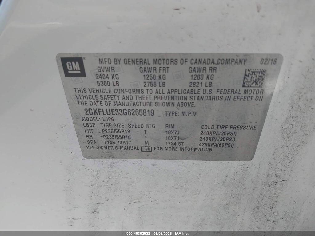 2GKFLUE33G6265819 2016 GMC TERRAIN photo no. 9