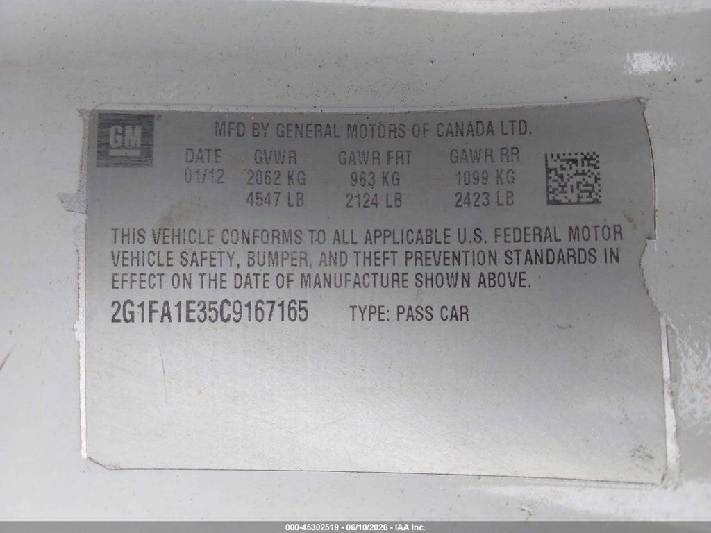 2G1FA1E35C9167165 2012 CHEVROLET CAMARO photo no. 9