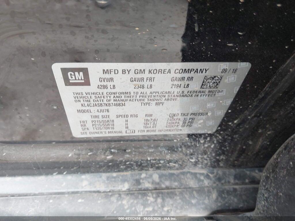 KL4CJASB7KB746834 2019 BUICK ENCORE photo no. 9