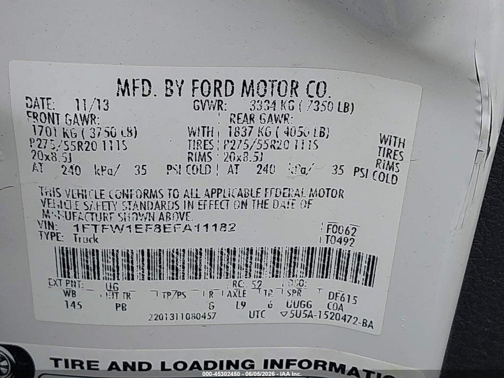 1FTFW1EF8EFA11182 2014 FORD F-150 photo no. 8