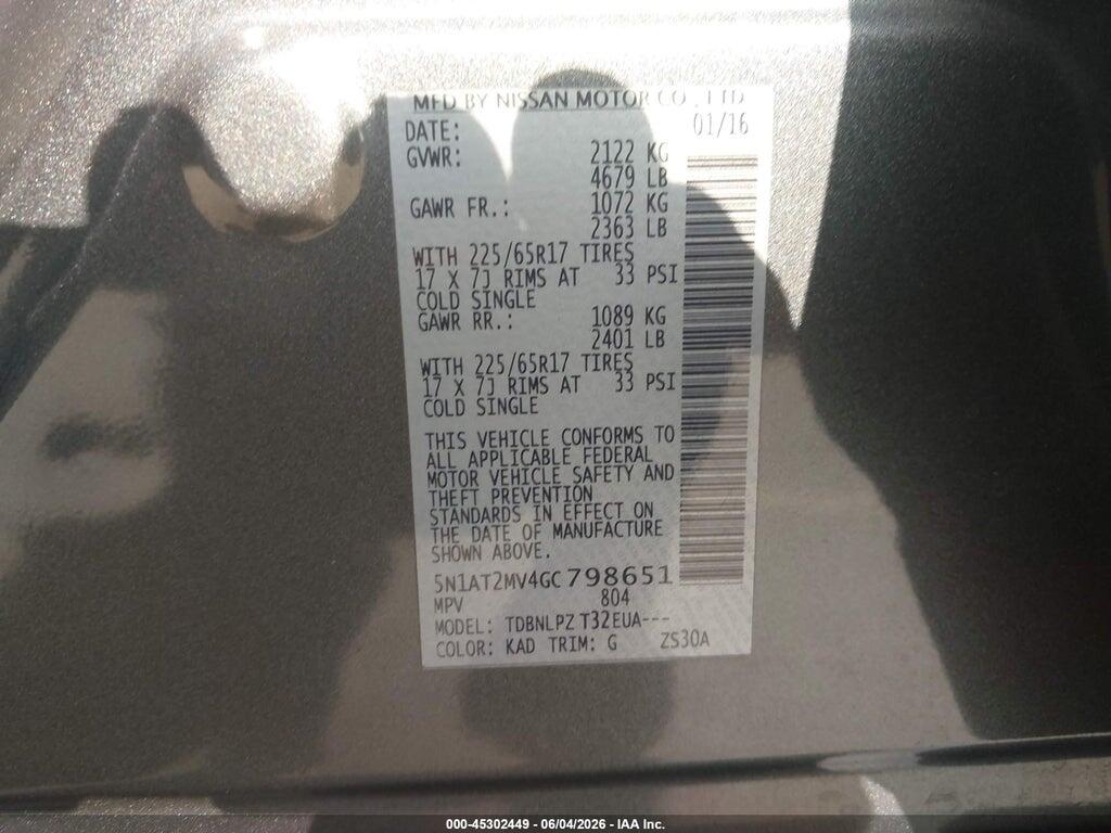 5N1AT2MV4GC798651 2016 NISSAN ROGUE photo no. 9