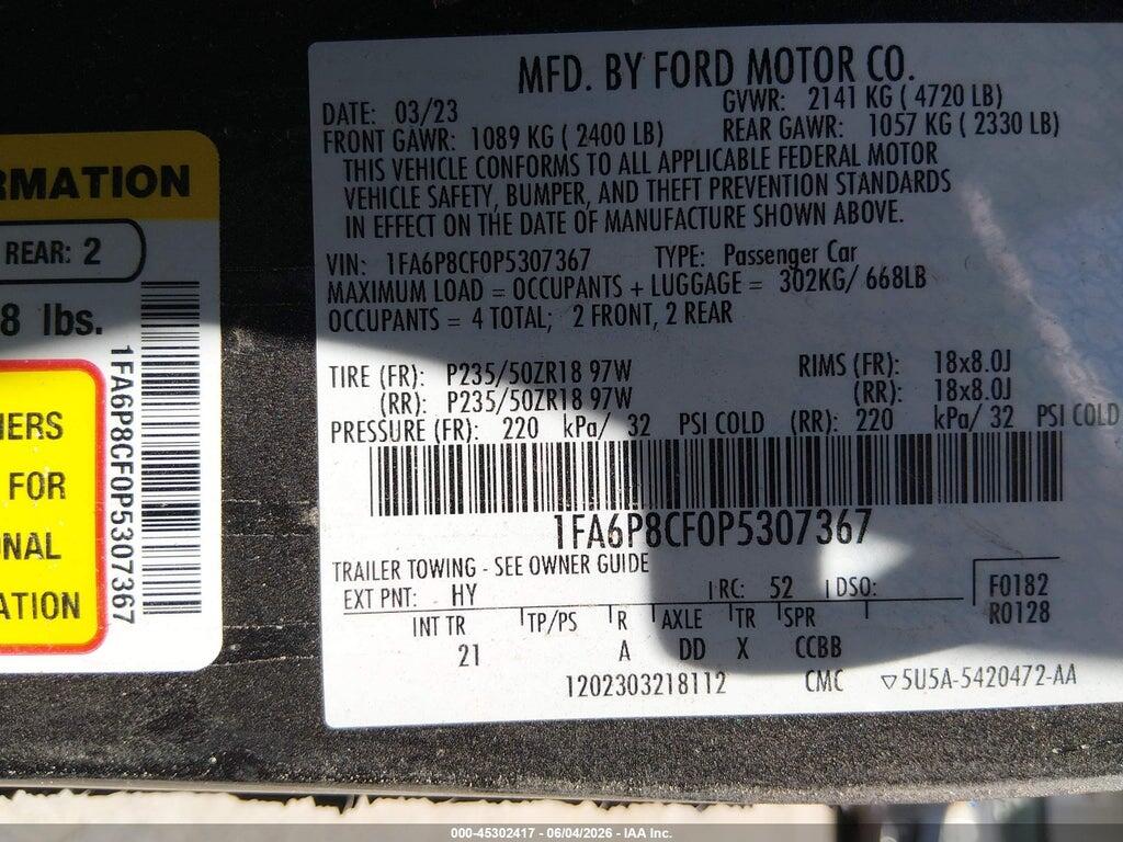 1FA6P8CF0P5307367 2023 FORD MUSTANG photo no. 9
