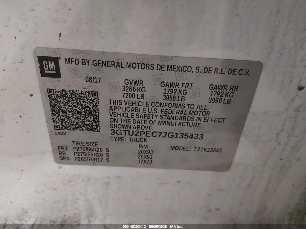 3GTU2PEC7JG135433 2018 GMC SIERRA 1500 photo no. 9