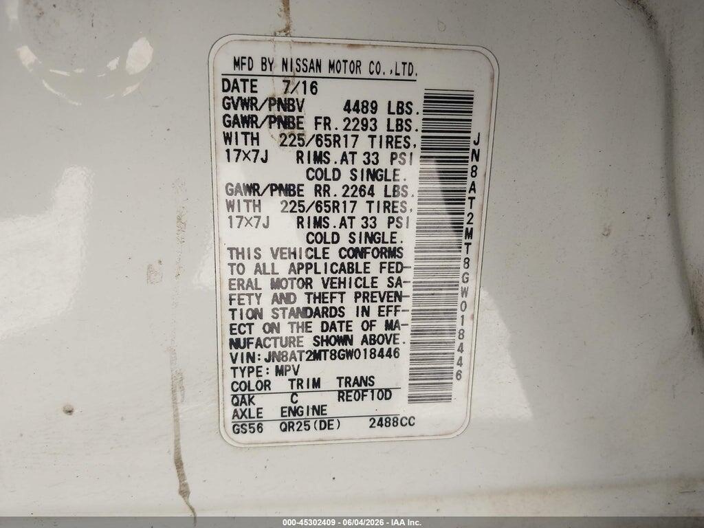 JN8AT2MT8GW018446 2016 NISSAN ROGUE photo no. 9