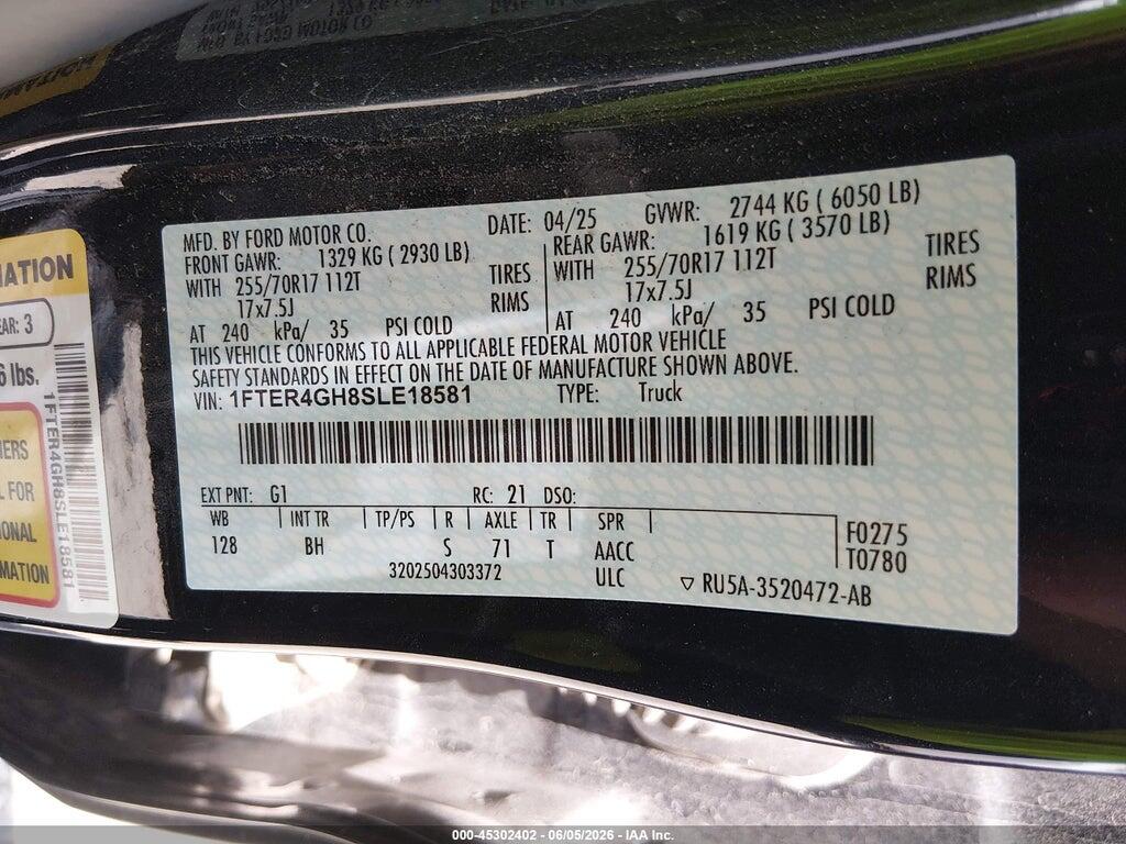 1FTER4GH8SLE18581 2025 FORD RANGER photo no. 9