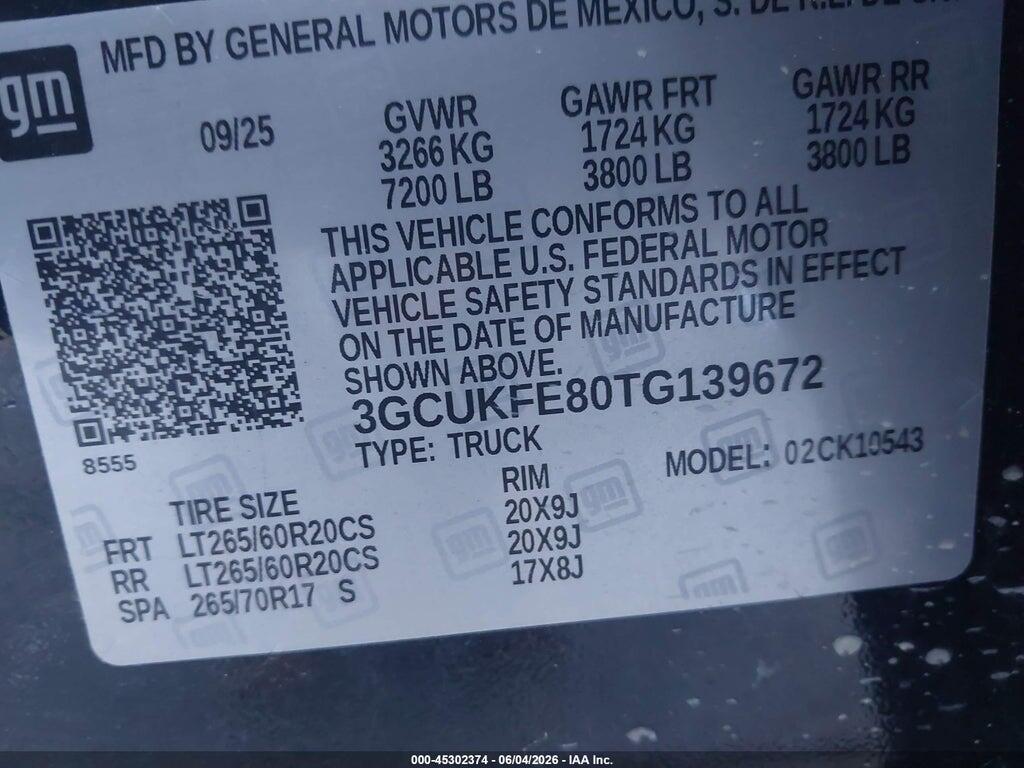 3GCUKFE80TG139672 2026 CHEVROLET SILVERADO 1500 photo no. 9