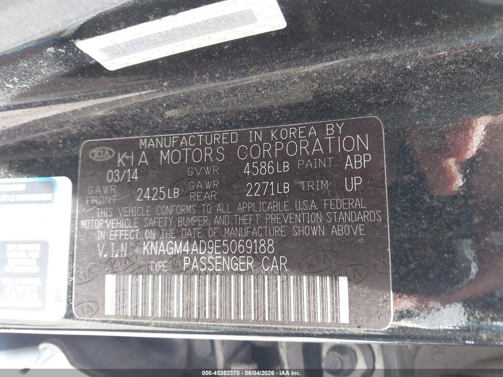 KNAGM4AD9E5069188 2014 KIA OPTIMA HYBRID photo no. 9