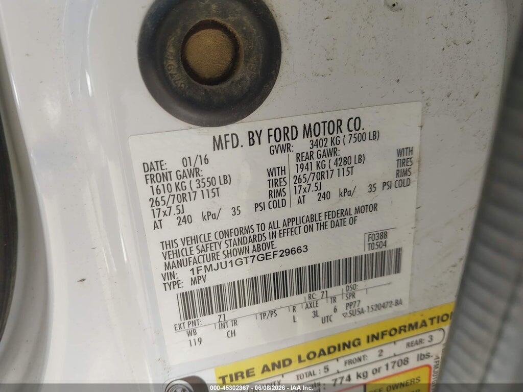 1FMJU1GT7GEF29663 2016 FORD EXPEDITION photo no. 9