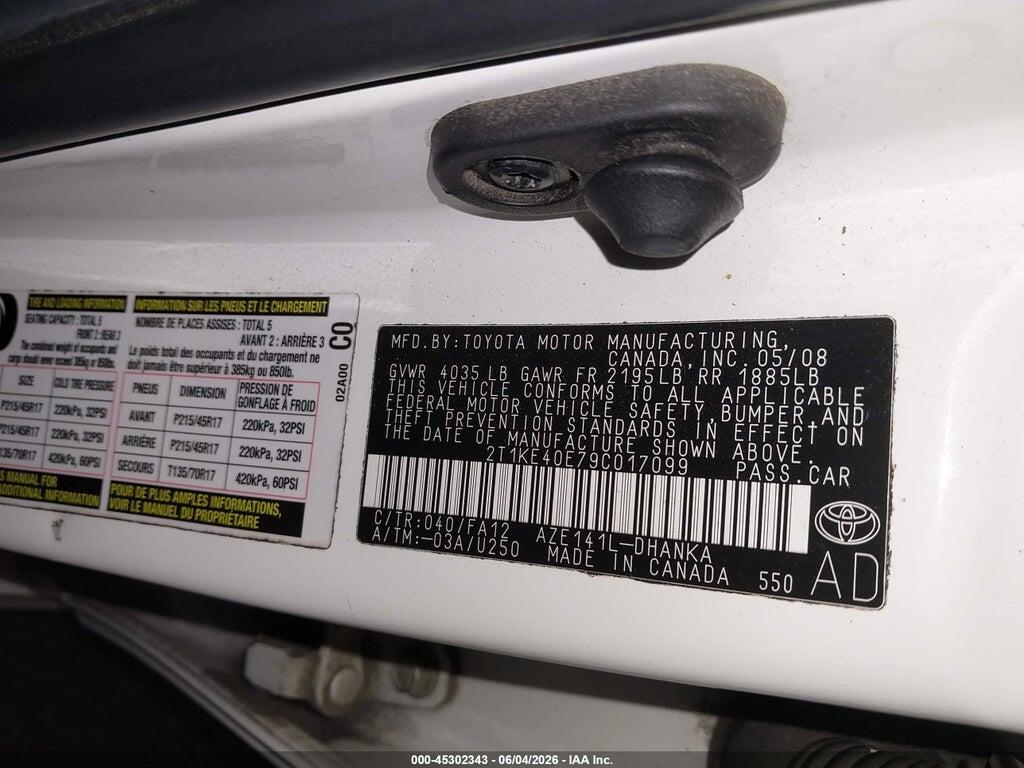 2T1KE40E79C017099 2009 TOYOTA MATRIX photo no. 9