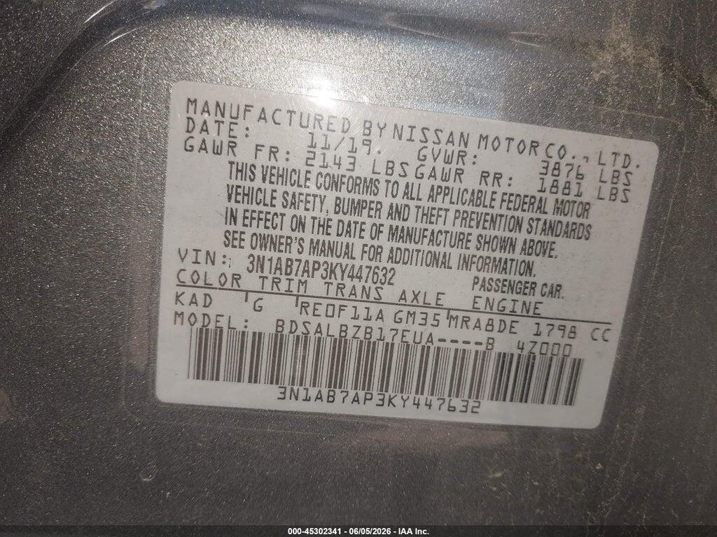 3N1AB7AP3KY447632 2019 NISSAN SENTRA photo no. 9