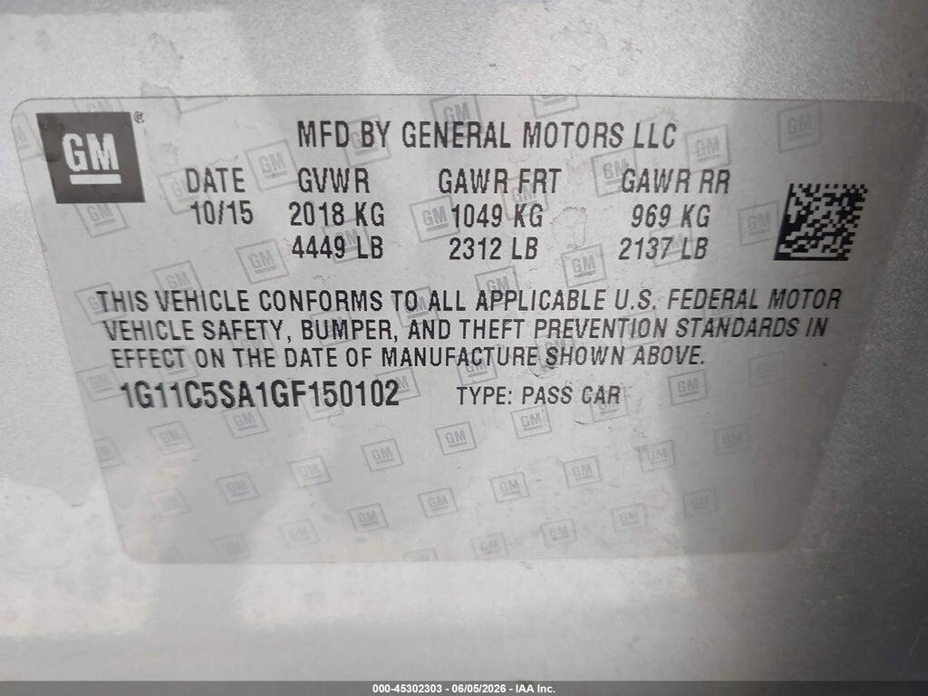 1G11C5SA1GF150102 2016 CHEVROLET MALIBU LIMITED photo no. 9
