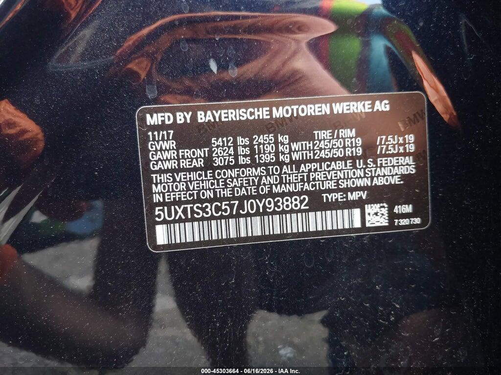 5UXTS3C57J0Y93882 2018 BMW X3 photo no. 9