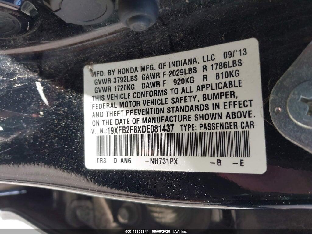 19XFB2F8XDE081437 2013 HONDA CIVIC photo no. 9