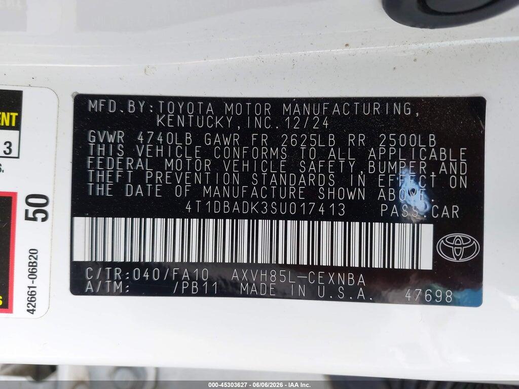 4T1DBADK3SU017413 2025 TOYOTA CAMRY photo no. 9