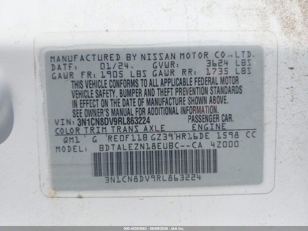 3N1CN8DV9RL863224 2024 NISSAN VERSA photo no. 9