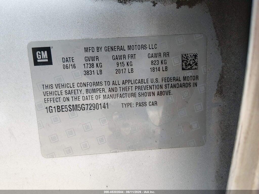 1G1BE5SM5G7290141 2016 CHEVROLET CRUZE photo no. 9