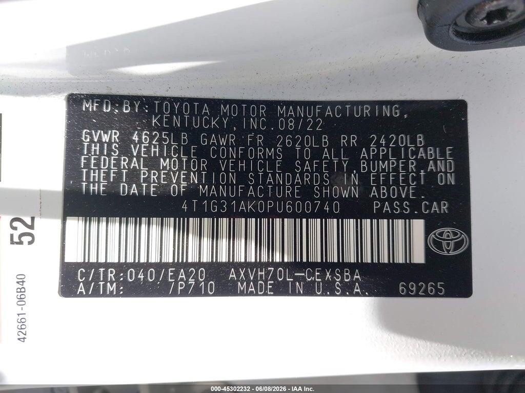 4T1G31AK0PU600740 2023 TOYOTA CAMRY photo no. 9