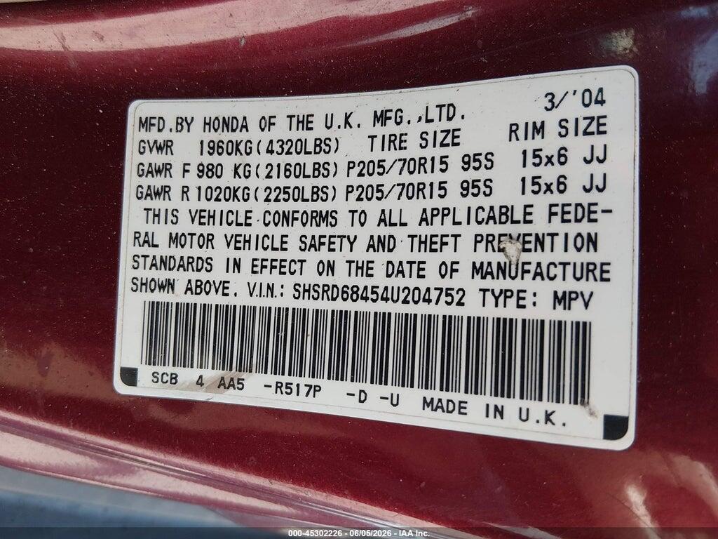SHSRD68454U204752 2004 HONDA CR-V photo no. 9