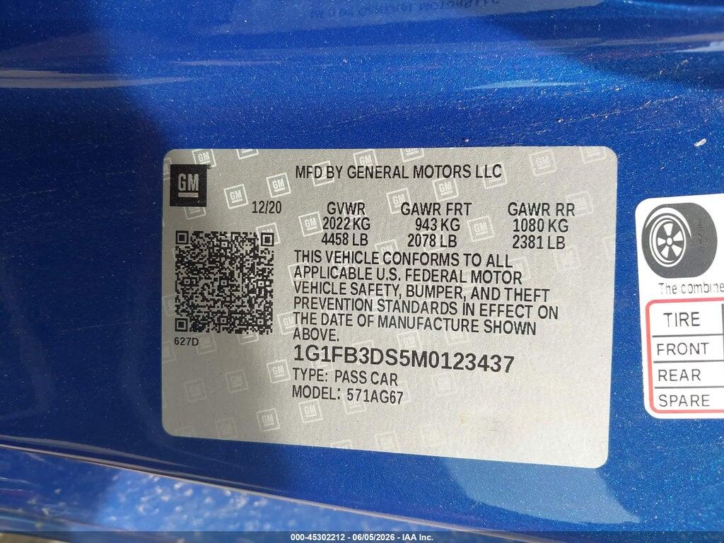 1G1FB3DS5M0123437 2021 CHEVROLET CAMARO photo no. 9