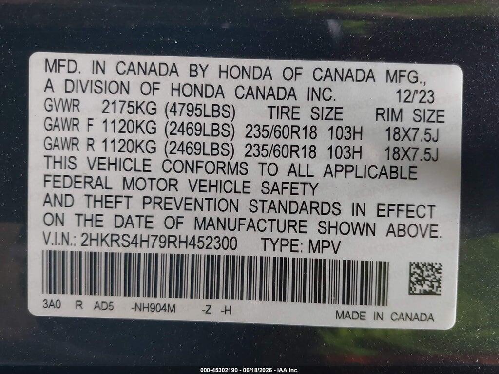 2HKRS4H79RH452300 2024 HONDA CR-V photo no. 9
