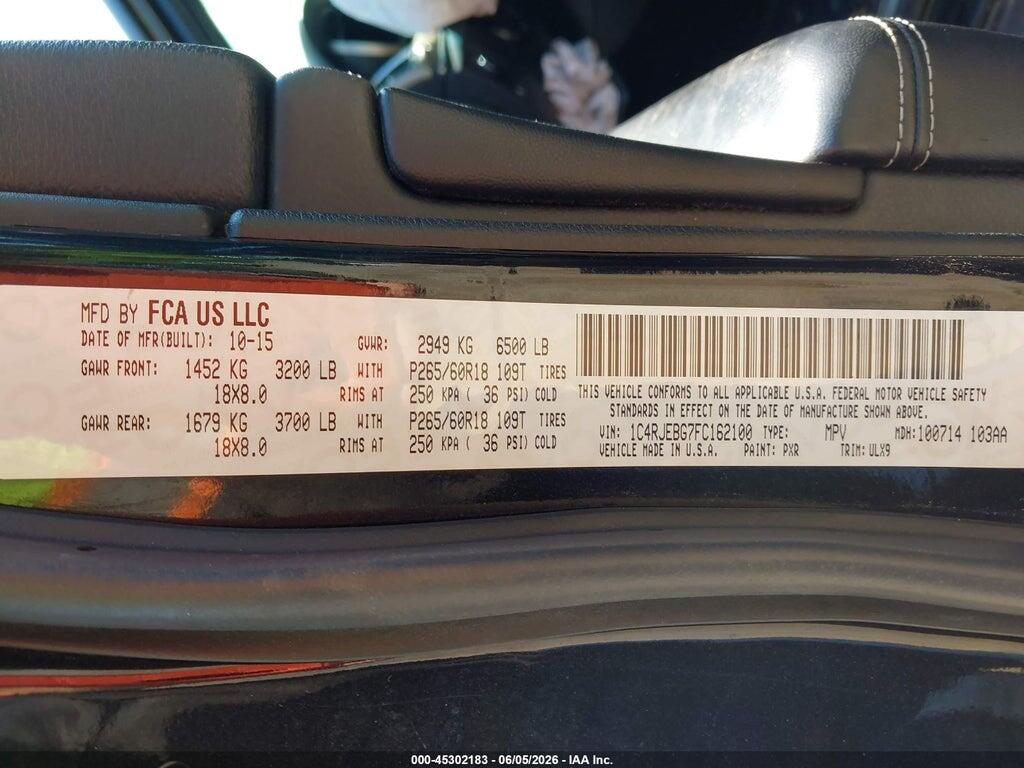 1C4RJEBG7FC162100 2015 JEEP GRAND CHEROKEE photo no. 9
