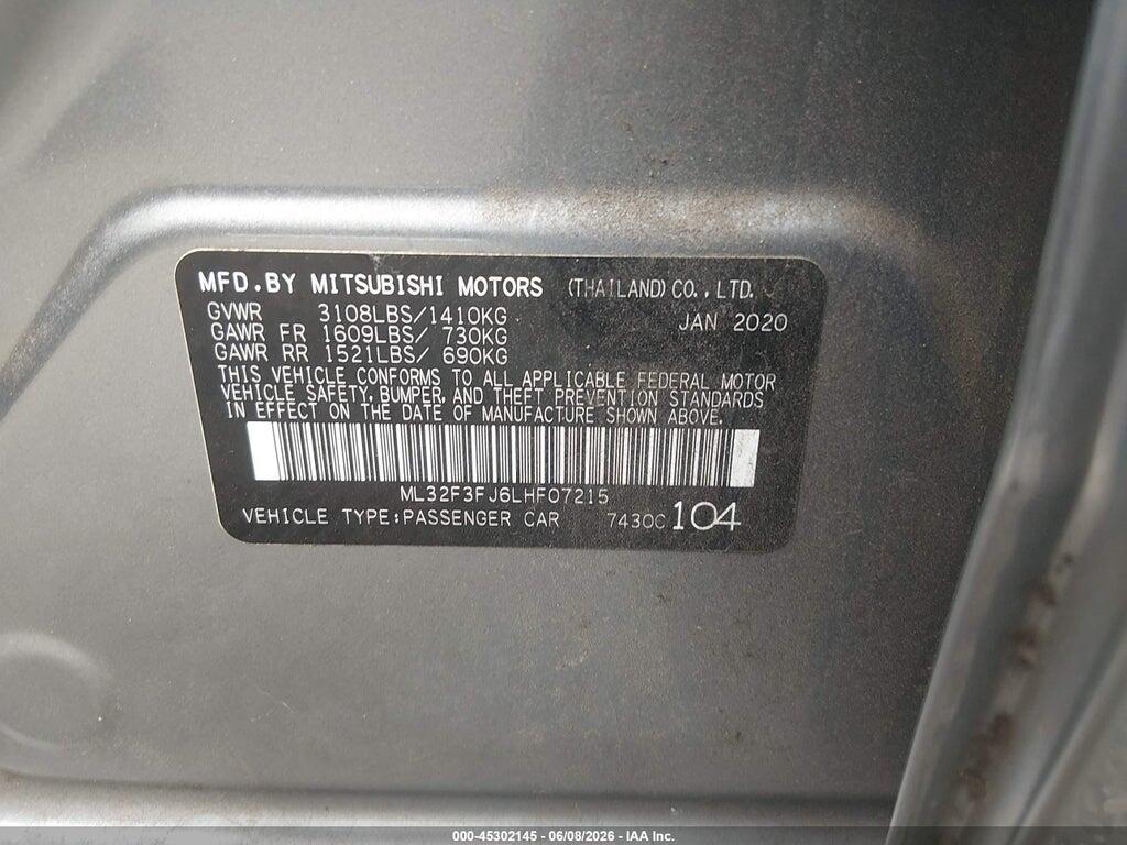 ML32F3FJ6LHF07215 2020 MITSUBISHI MIRAGE G4 photo no. 9