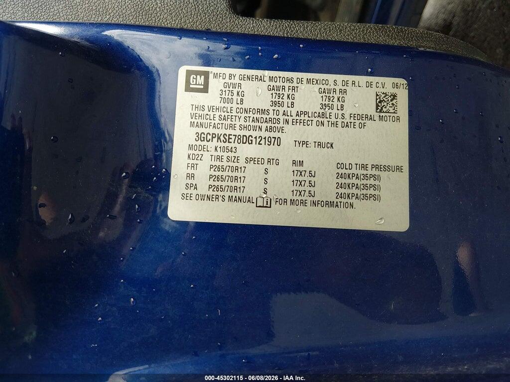 3GCPKSE78DG121970 2013 CHEVROLET SILVERADO 1500 photo no. 9