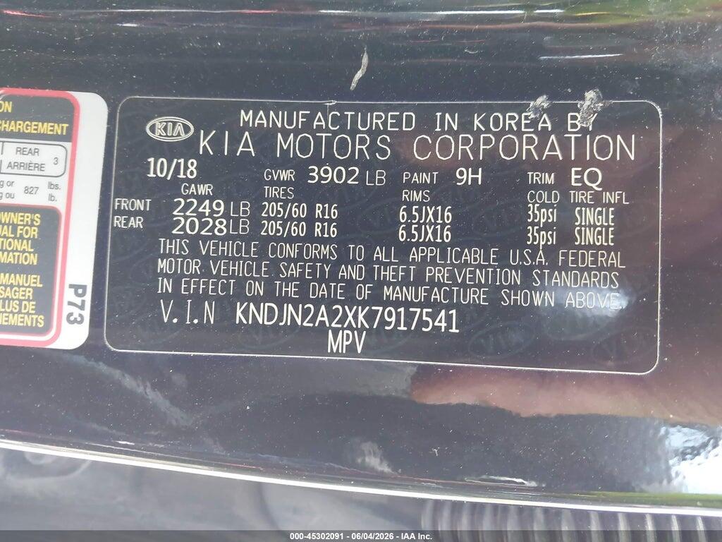 KNDJN2A2XK7917541 2019 KIA SOUL photo no. 9