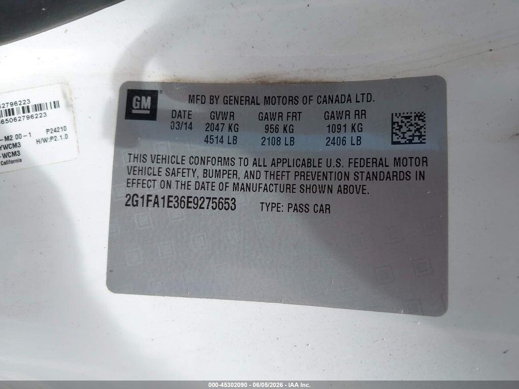 2G1FA1E36E9275653 2014 CHEVROLET CAMARO photo no. 9