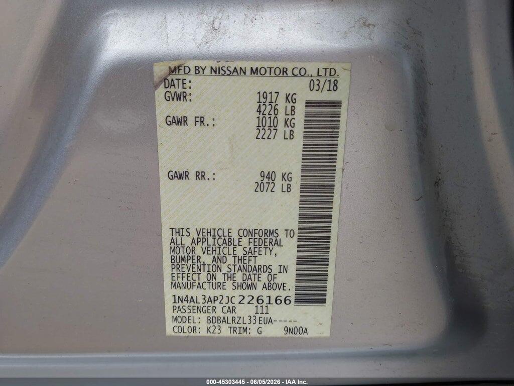 1N4AL3AP2JC226166 2018 NISSAN ALTIMA photo no. 9