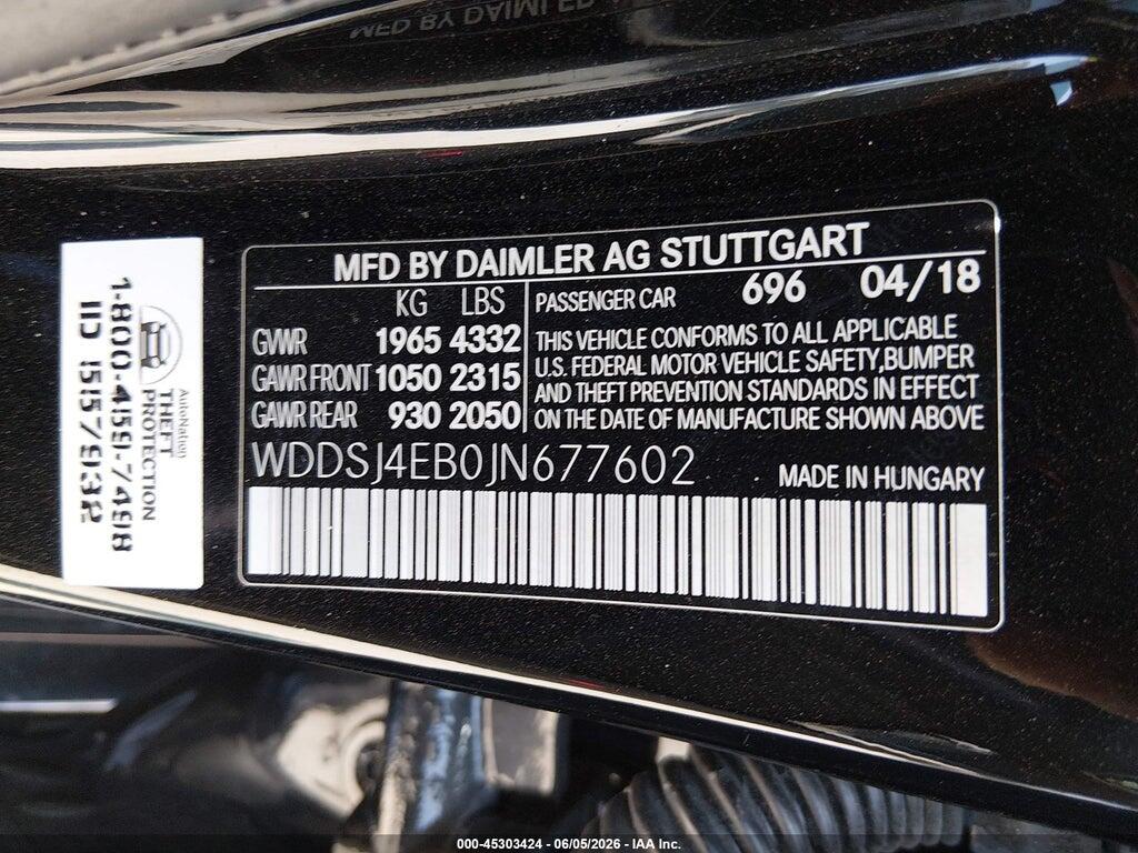 WDDSJ4EB0JN677602 2018 MERCEDES-BENZ CLA 250 photo no. 9