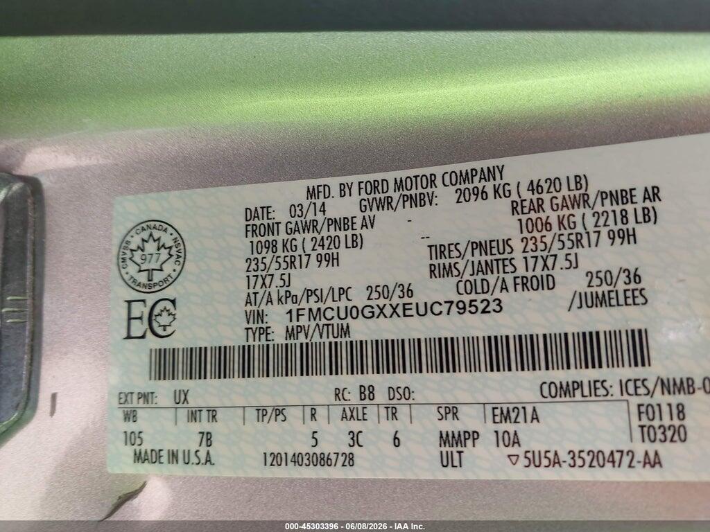 1FMCU0GXXEUC79523 2014 FORD ESCAPE photo no. 9