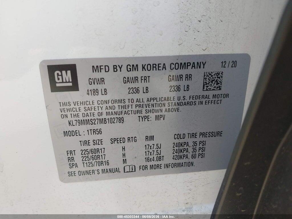 KL79MMS27MB102789 2021 CHEVROLET TRAILBLAZER photo no. 9